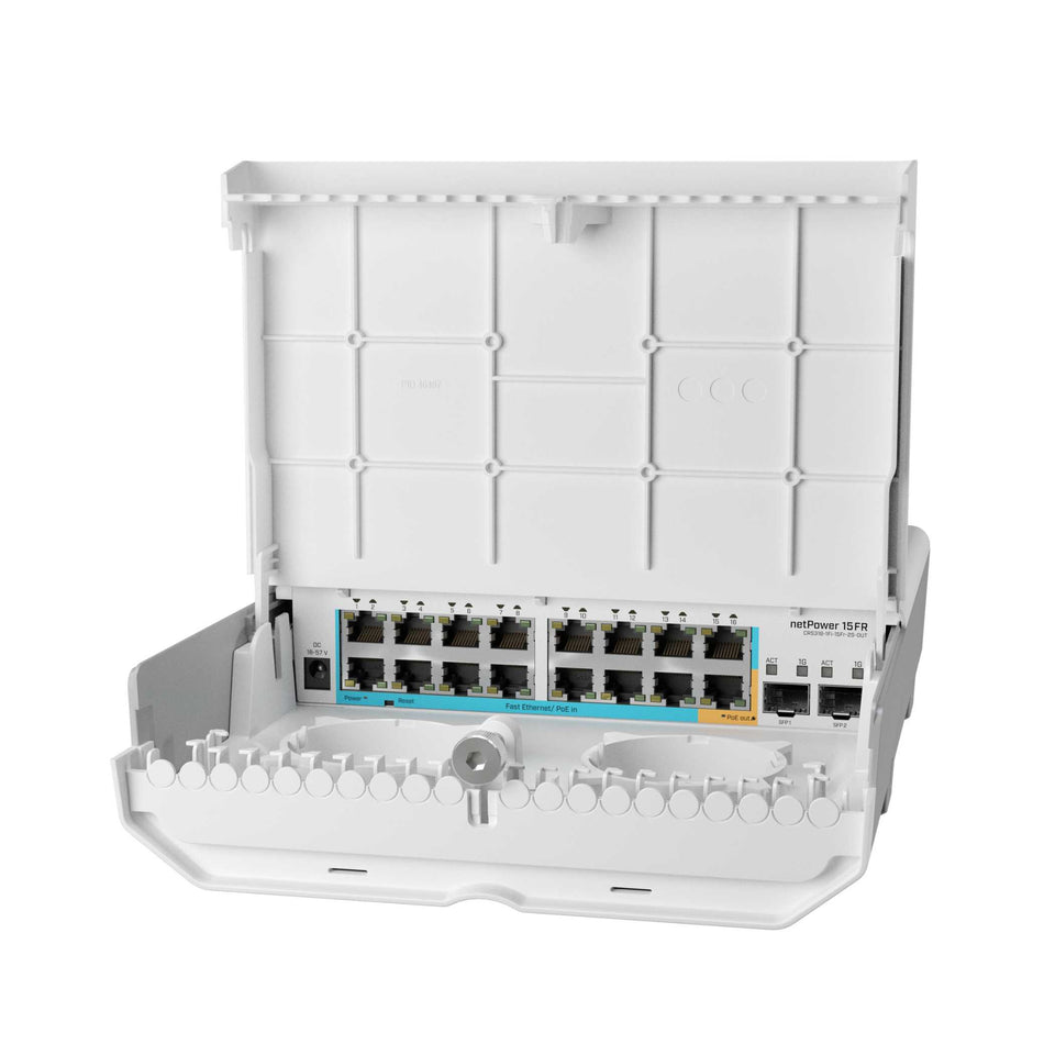 MikroTik netPower 15FR 18-Port Outdoor Switch w/15-Port Reverse PoE & SFP [CRS318-1Fi-15Fr-2S-OUT]