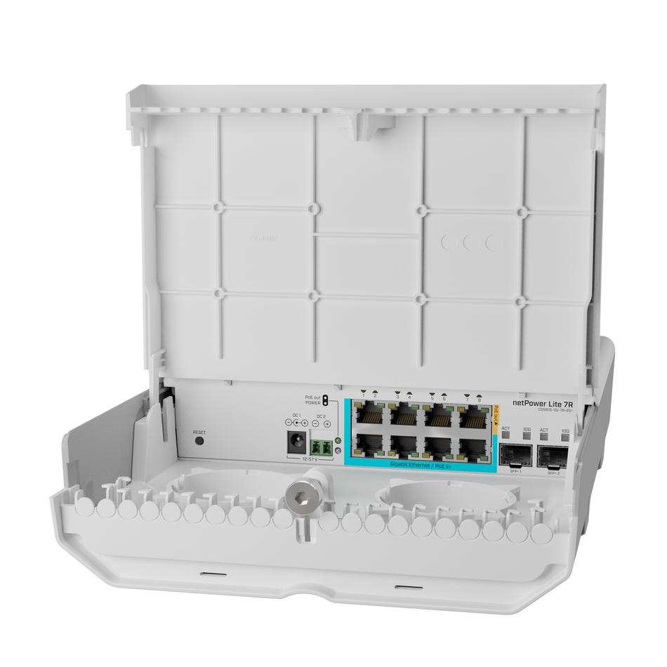 MikroTik netPower Lite 7R Outdoor Reverse PoE Switch [CSS610-1Gi-7R-2S+OUT]