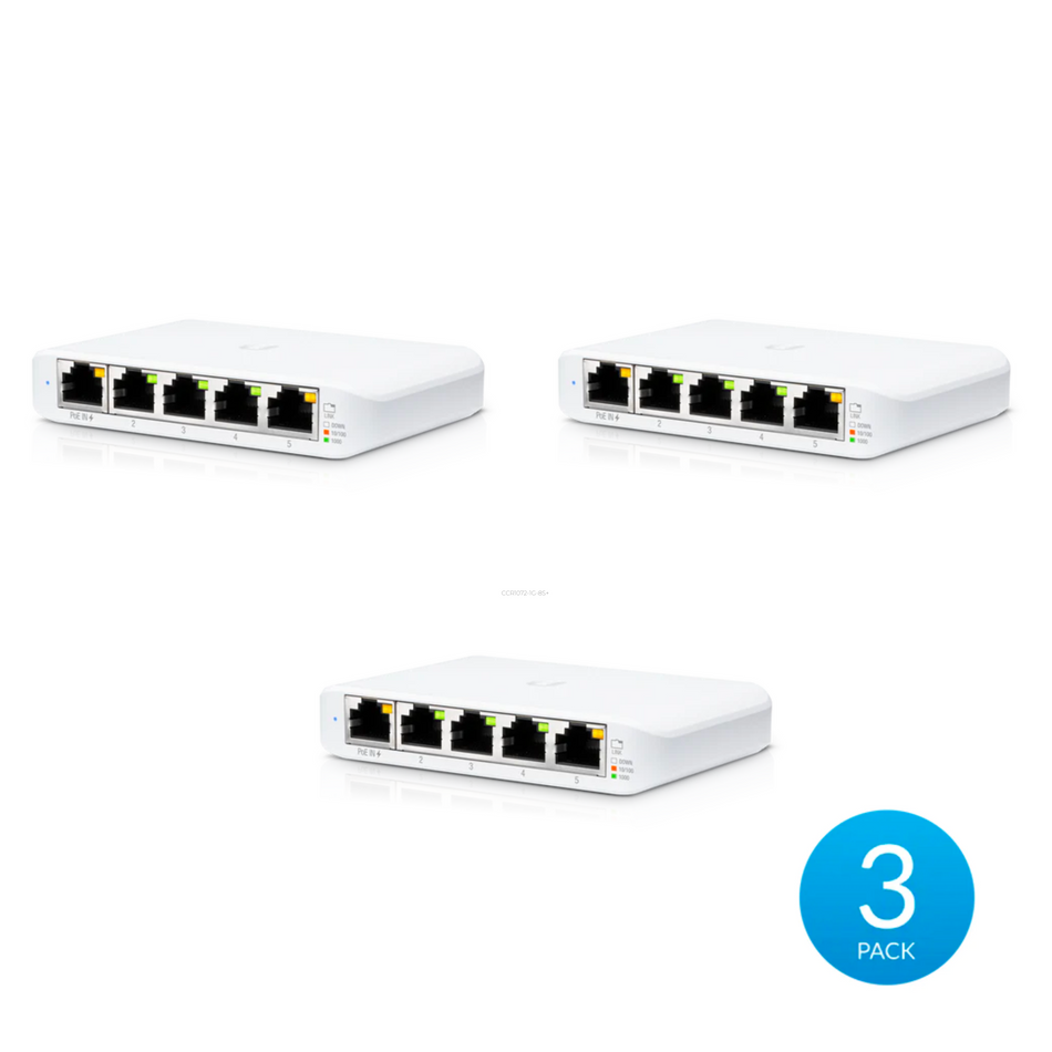 Ubiquiti UniFi Compact 5-Port Gigabit Layer 2 Ethernet Switch 3-Pack [USW-Flex-Mini-3]