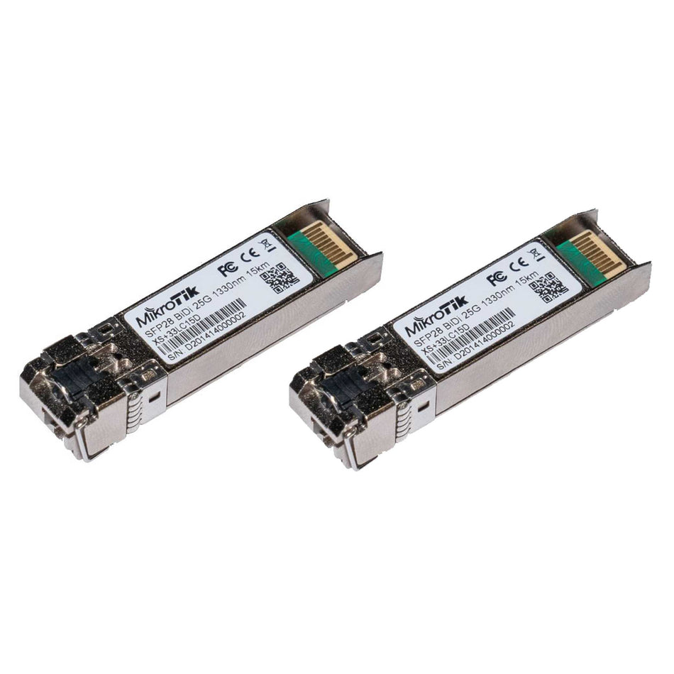 MikroTik 1G/1.25G SFP, 10G SFP+, 25G SFP28 Bi-Di DDM SM Pair of Modules [XS+2733LC15D]